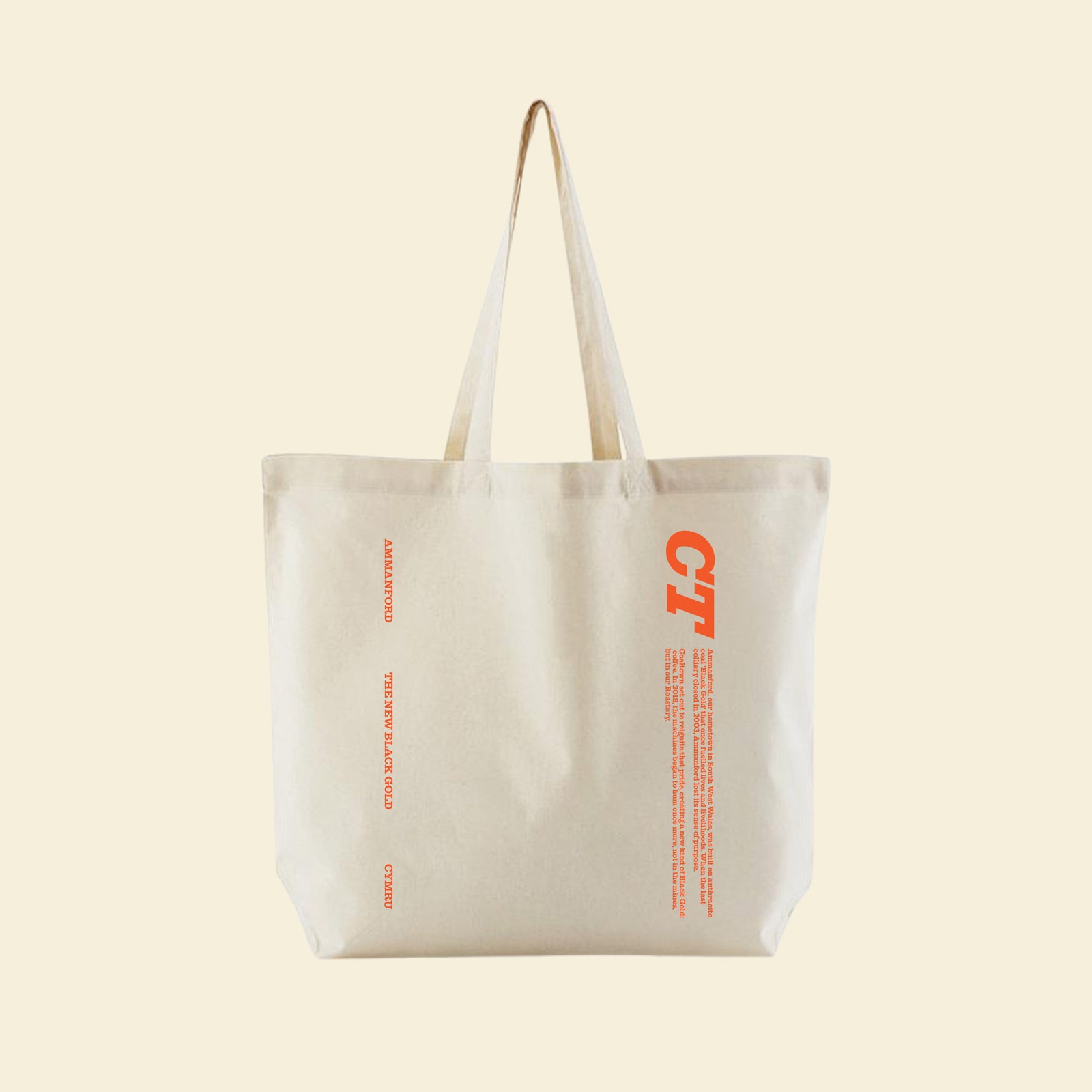 CT Purpose Orange Tote Bag Organic Cotton Handle