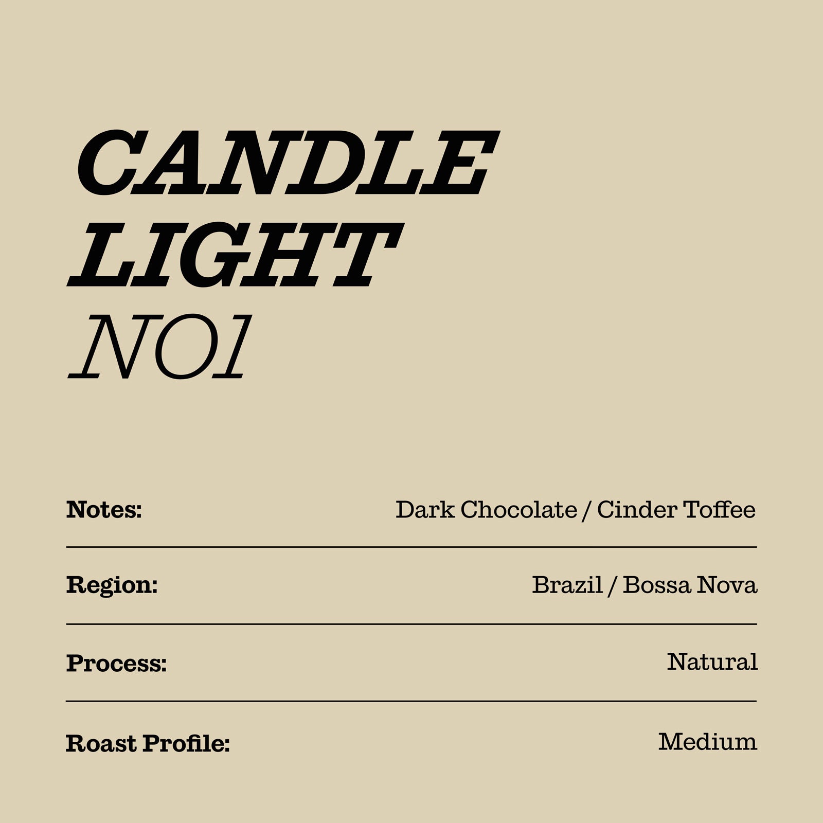 Candle Light No.1 House Coffee Card Specialty Coffee Dark Chocolate Cinder Toffee Brazil Beans