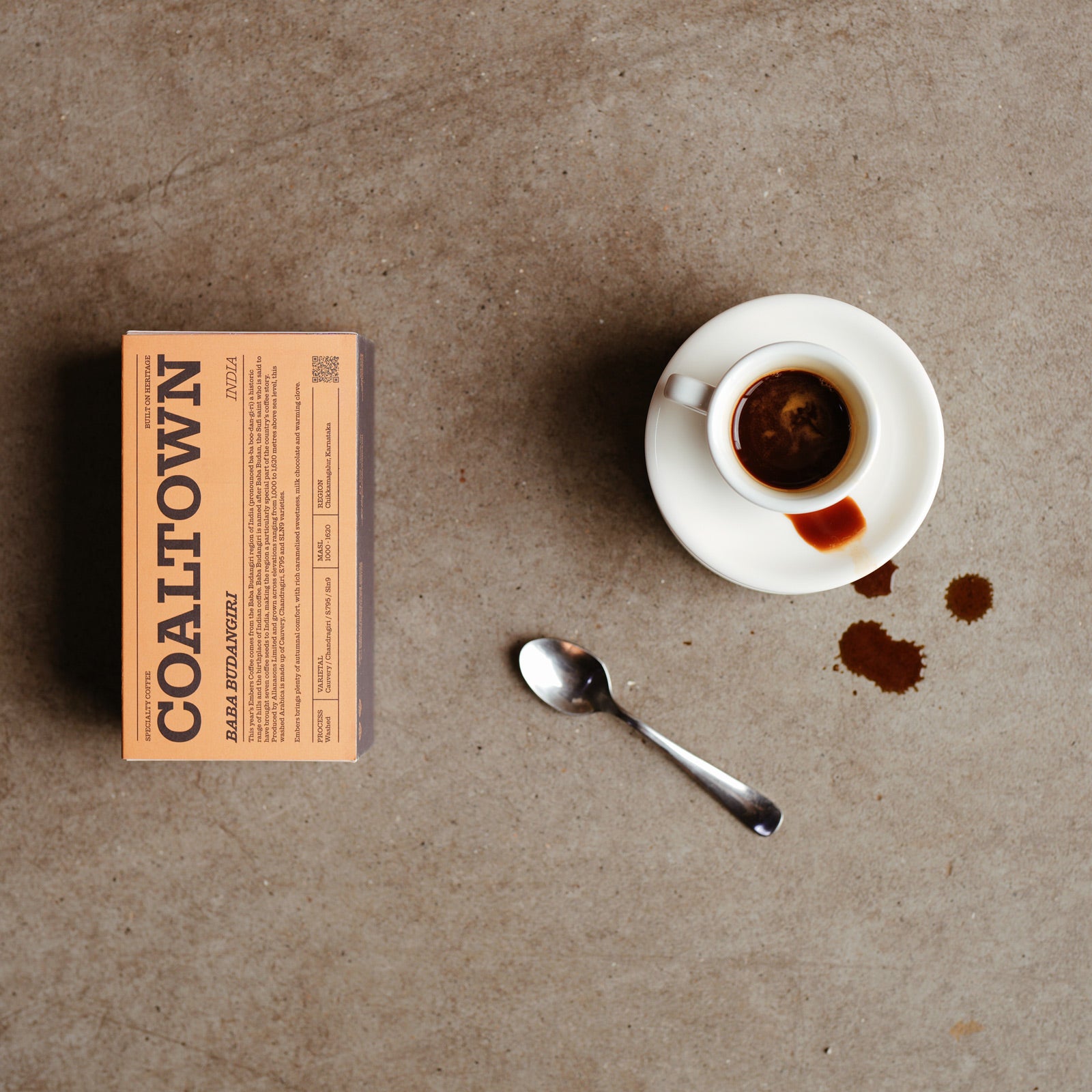 Embers Seasonal Coffee 200g Box Autumn Baba Budangiri Indian Coffee Milk Chocolate Caramel Clove Omni Roast Espresso Cup