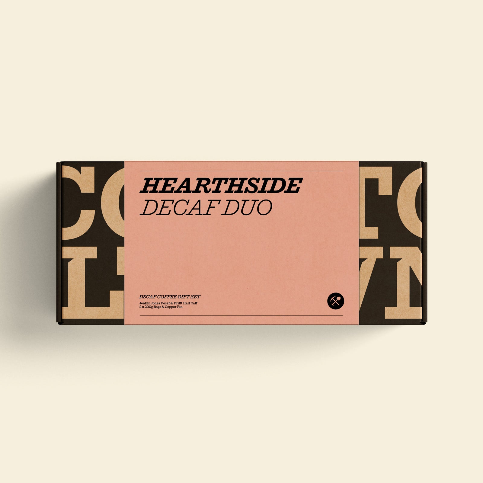 Hearthside Duo Coffee Gift Decaf Half Caff Pin Badge Present Gift Box