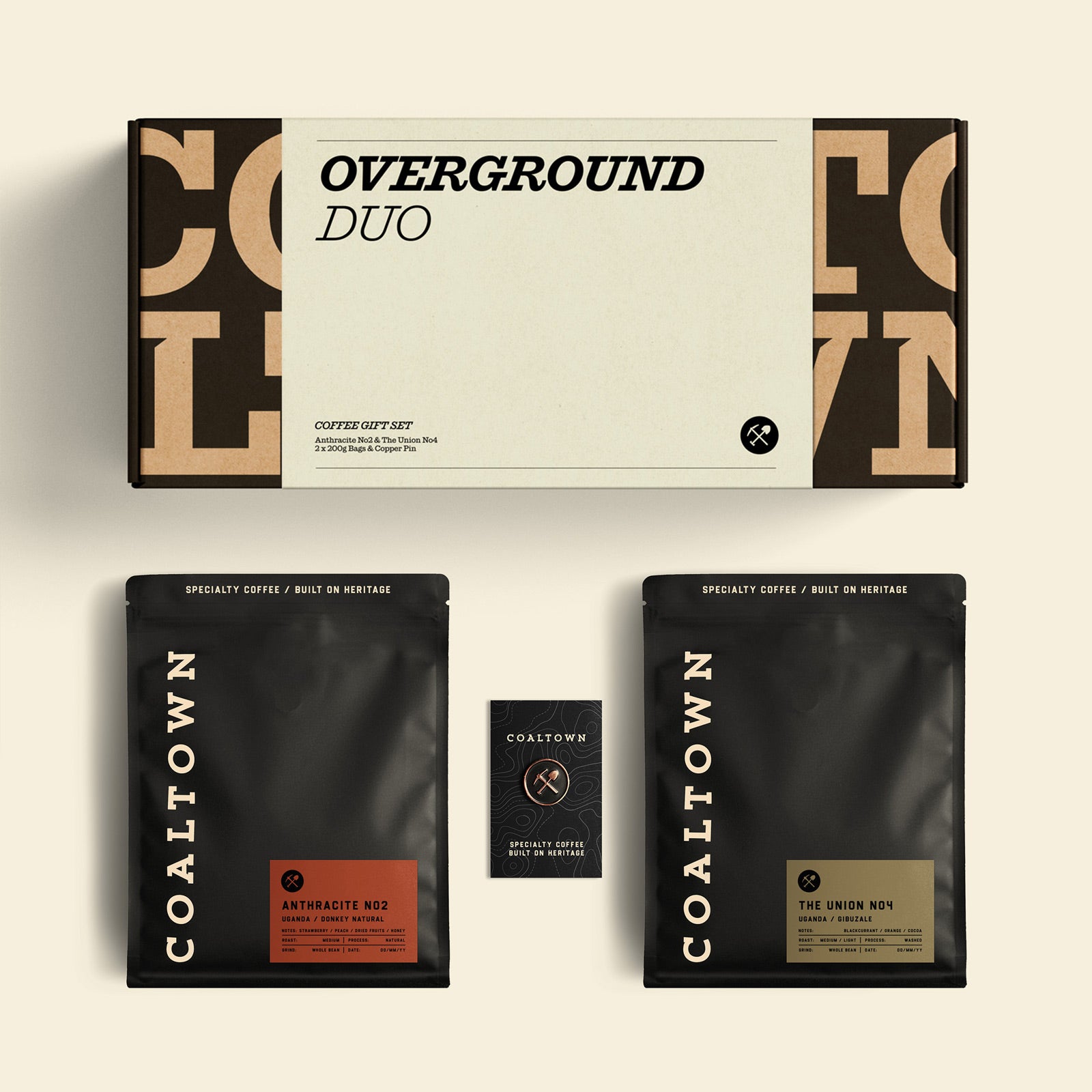 Overground Duo Coffee Gift Set Anthracite Coffee The Union Coffee Pin Badge Present