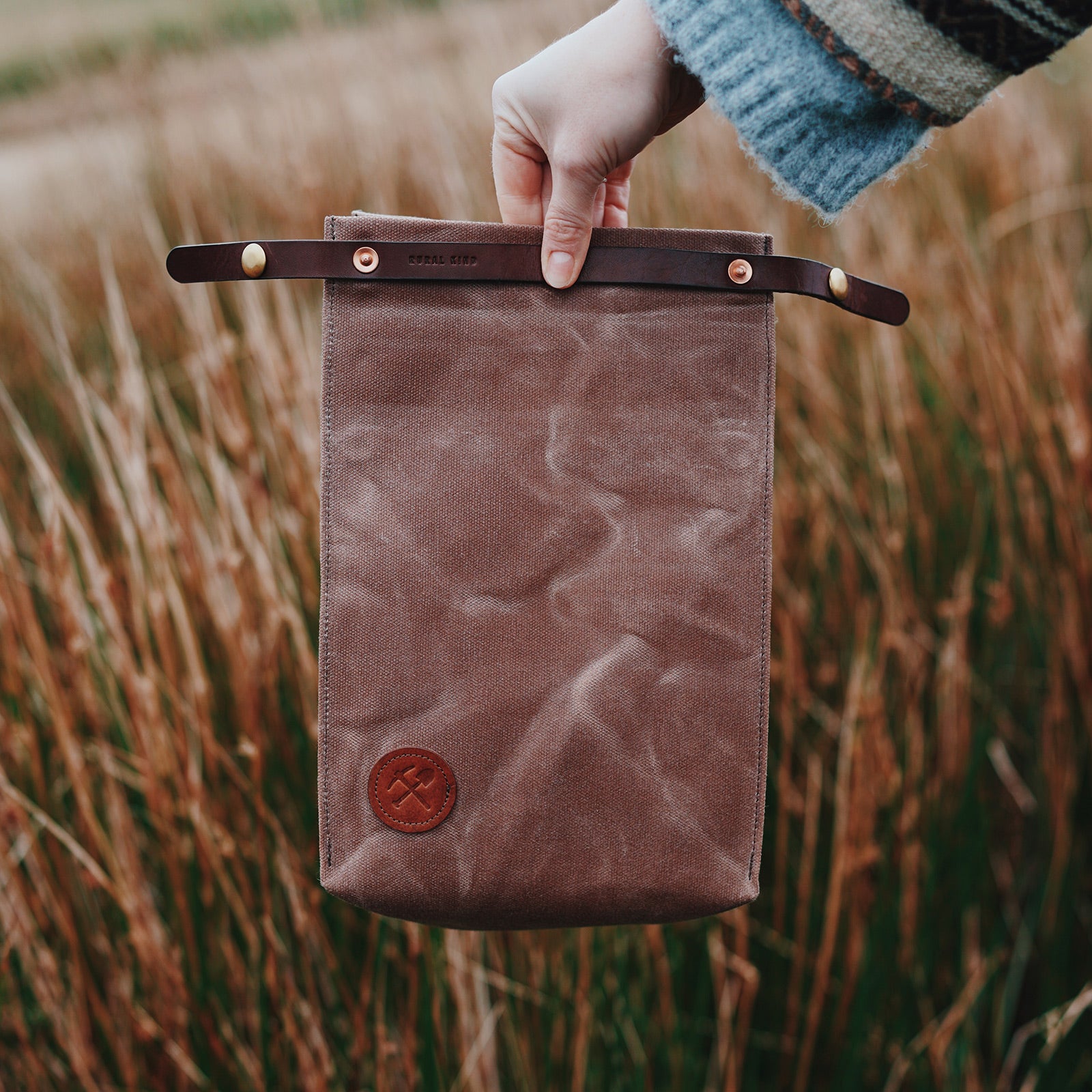 Rural Kind Coaltown Collaboration Lunch Bag Brown Leather Knife Pocket