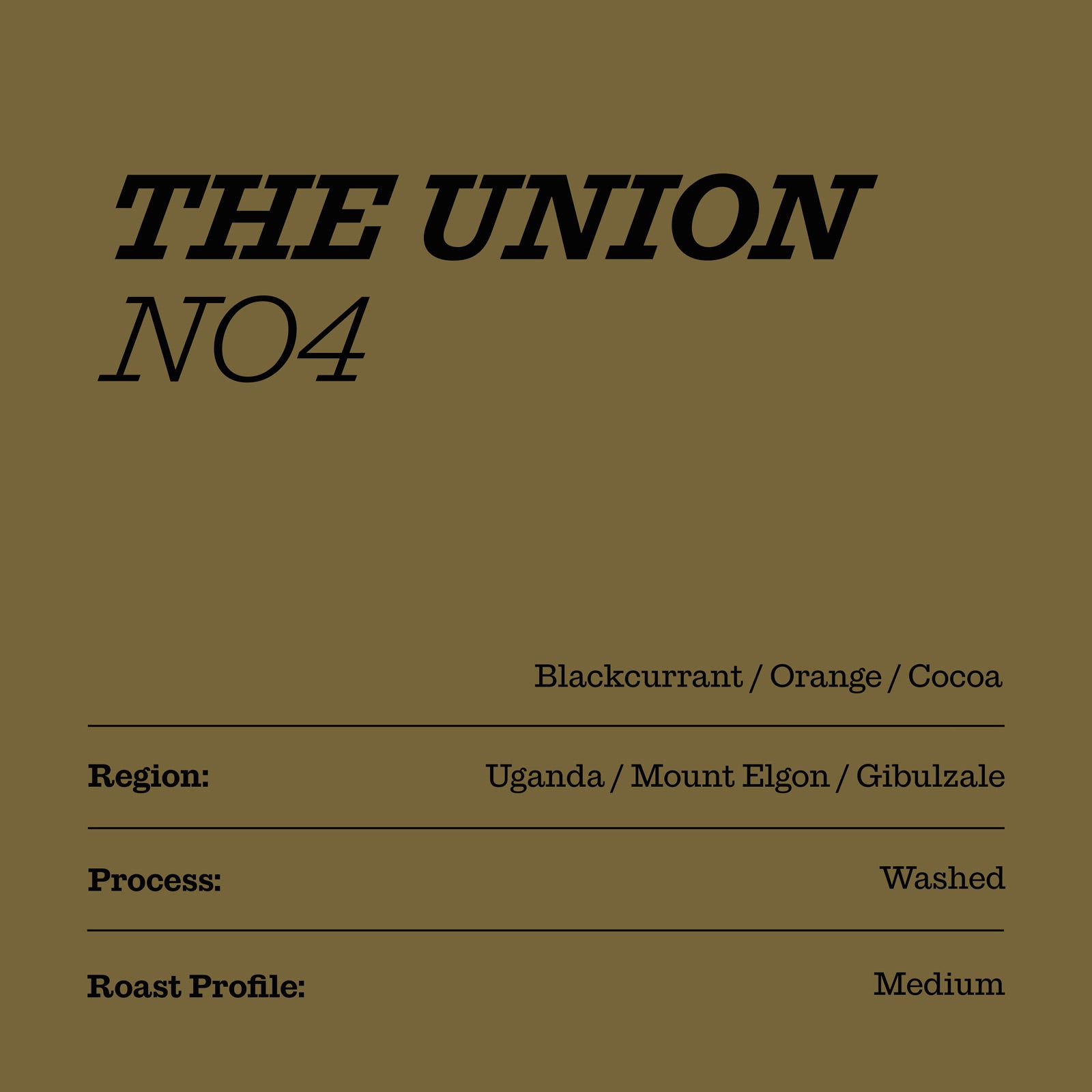 The Union No.4 Specialty Coffee Card Blackcurrant Orange Cocoa Uganda Beans