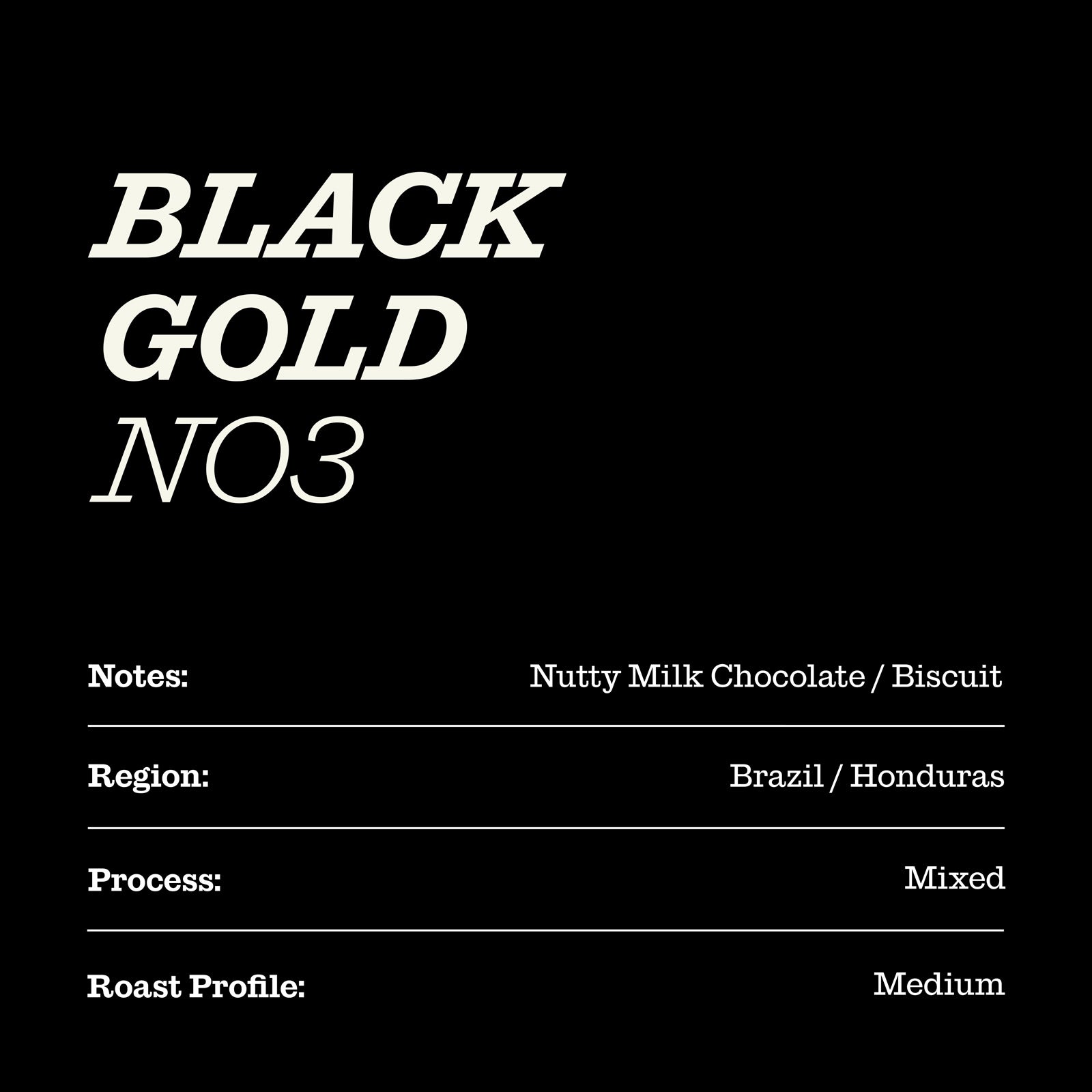 Black Gold No.3 House Coffee Card Specialty Coffee Nutty Milk Chocolate Biscuit Brazil Honduras Beans