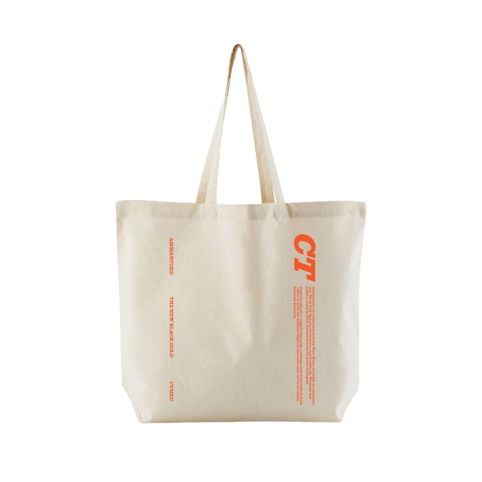 CT Purpose Orange Pick And Shovel Logo Tote Bag Organic Cotton 