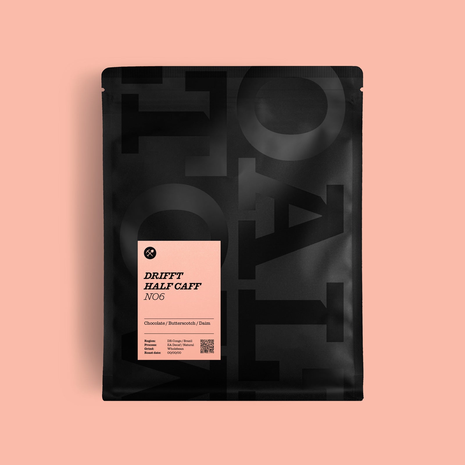 Drifft No.6 Half Caff Specialty Coffee 200g Bag Chocolate Butterscotch Daim Dr Congo Brazil EA Decaf 