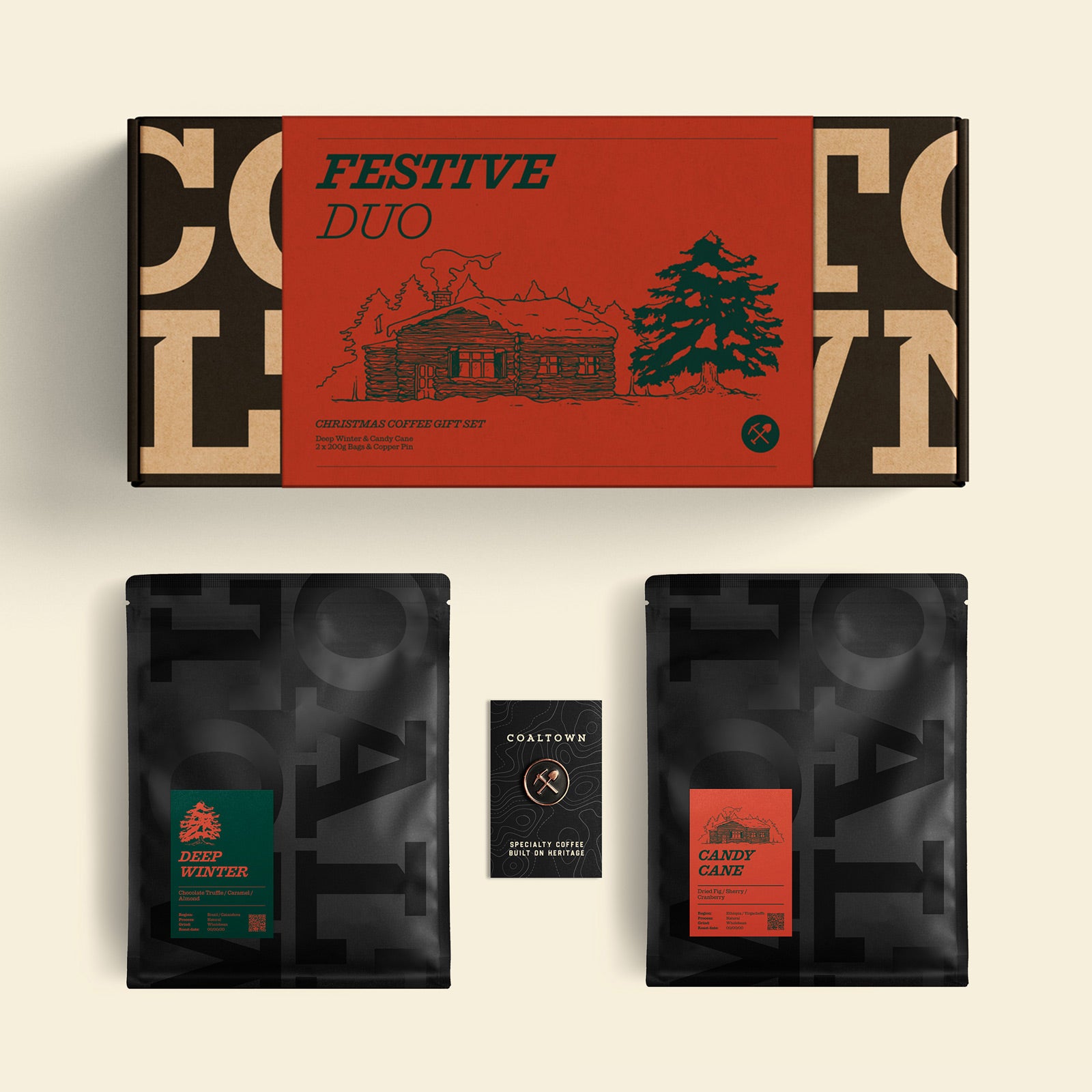 Festive Duo Coffee Gift Set Deep Winter Coffee Candy Cane Coffee Pin Badge Present Christmas New Brand