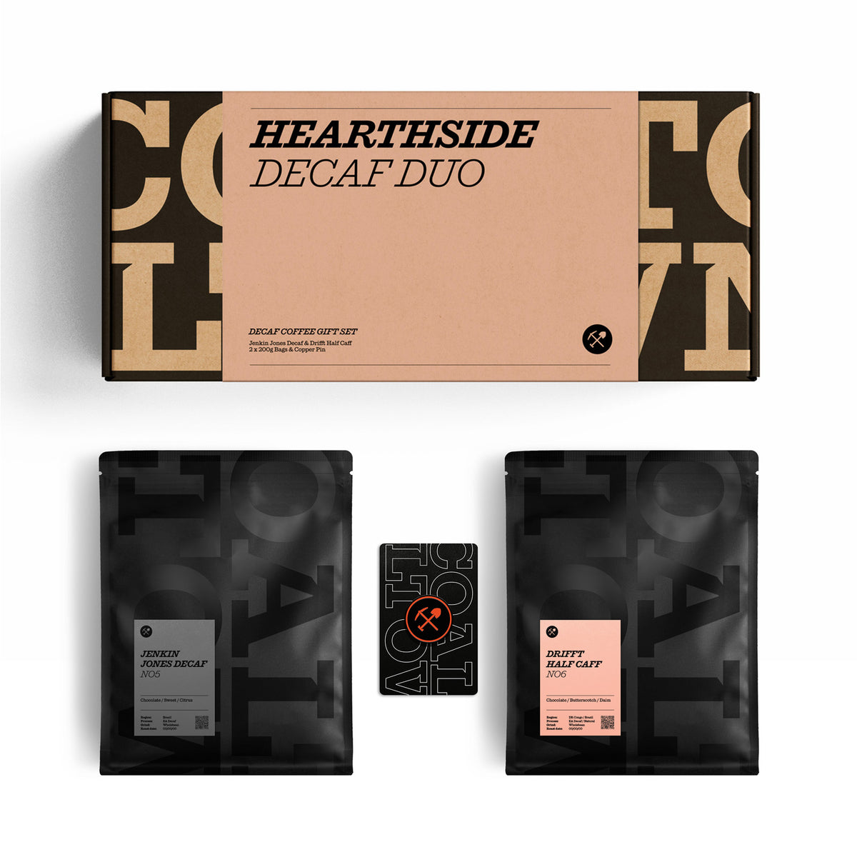 Hearthside Decaf Duo Gift Side Jenkin Jones No.5 Drifft No.6 Coffee 