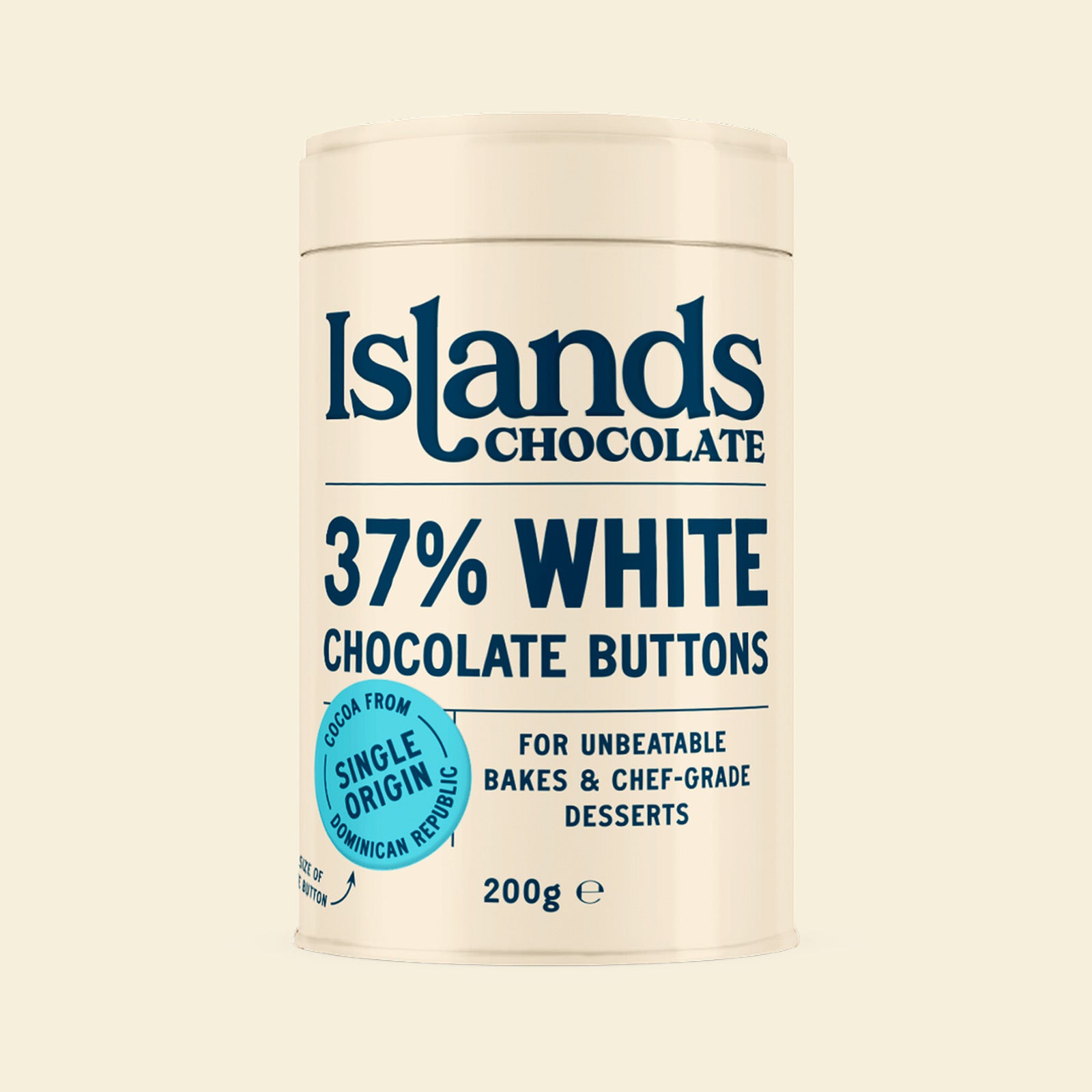 Islands 37% White Hot Chocolate Buttons 200g Tin