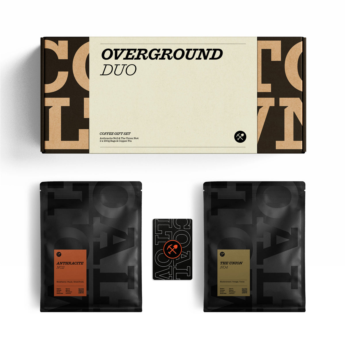 Overground Duo Anthracite No.2 The Union No.4 Pin Badge Coffee Gift Set