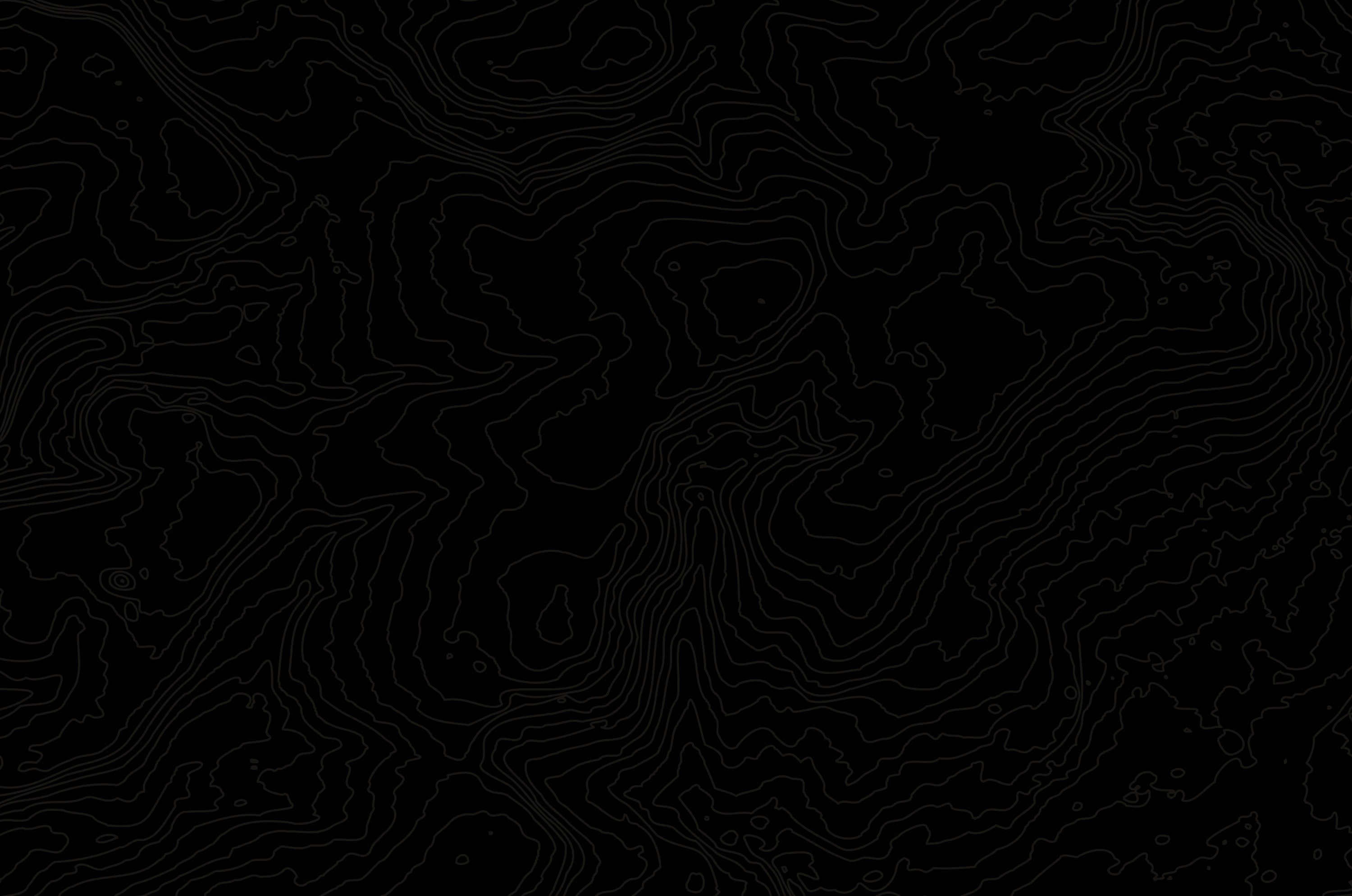 A black background filled with thin dark gray topographic contour lines in an abstract, wavy pattern.